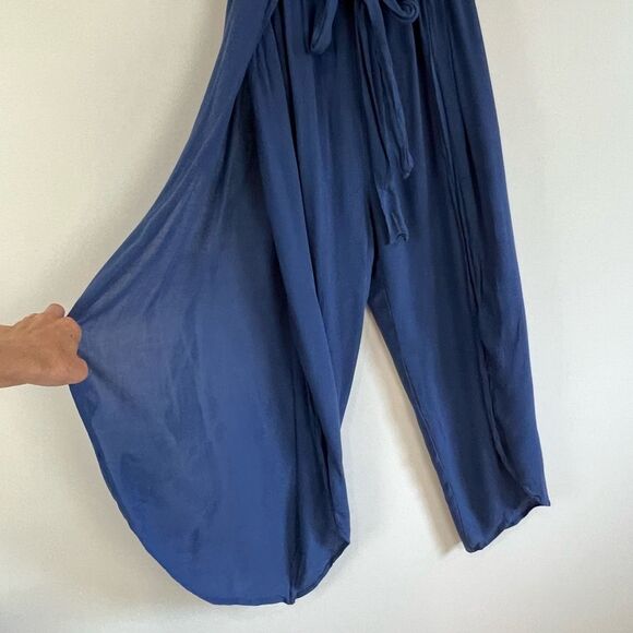 Seven Sisters Women’s Small Blue Sleeveless Pants Jumpsuit Tie Made in USA - Picture 10 of 11